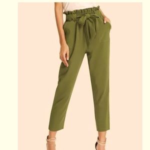 Green Paper bag pants
